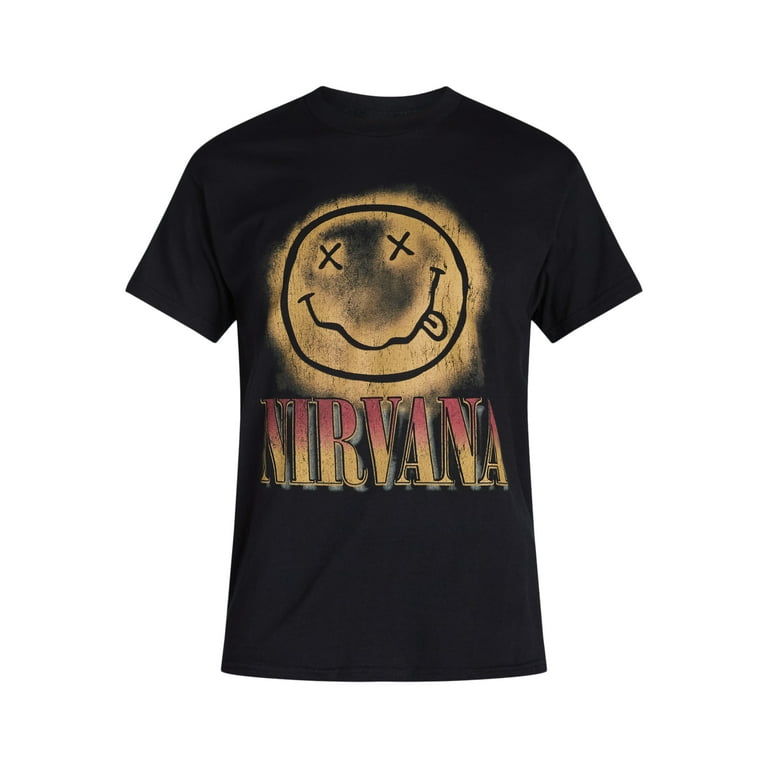 "Front view of Nirvana Smiley Face graphic tee – Size M"